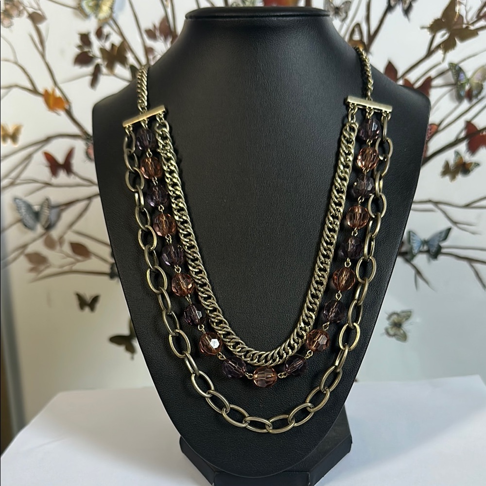 Elegant Gold and Brown Chain Necklace